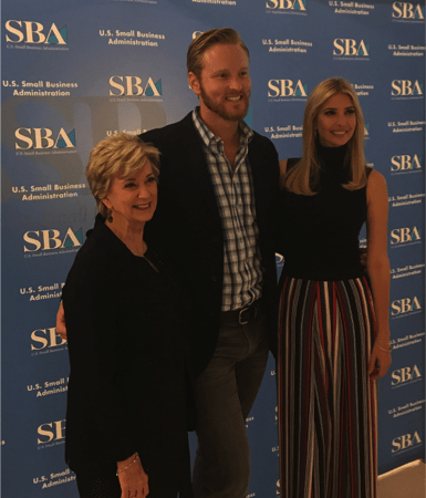 Lars Herman (center), California Small Business Person of the Year and second runner-up for the National Small Business Person of the Year Award, is pictured here with Linda McMahon, SBA Administrator (left), and Ivanka Trump (right).